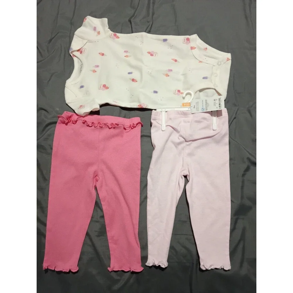 Carters 9m Baby Set , 1 throw Over ,Two Pants. Brand New. CUTE!